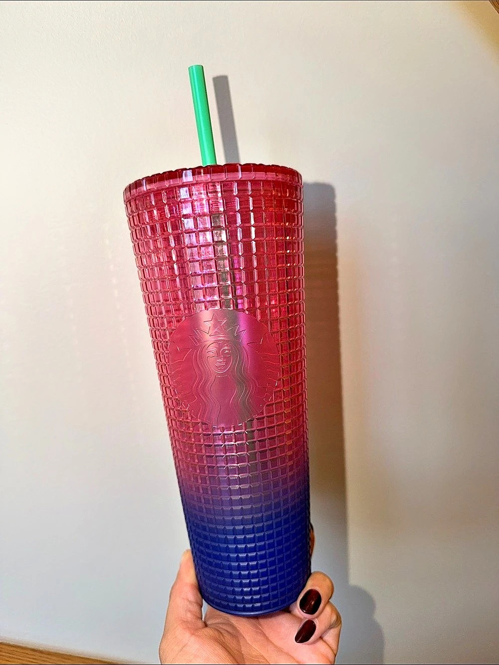 Starbucks Watermelon Grid Red Blue Gradient Studded Tumbler